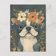 Bouledogue Français Aquarelle Florale