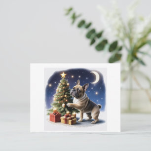 Carte Postale Bouledogue français arbre de Noël Bouledogue
