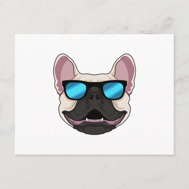 Carte Postale Bouledogue français avec lunettes de soleil (Devant)