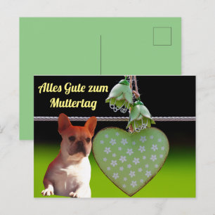 Carte Postale Bouledogue Français Cœur Vert French Bulldog