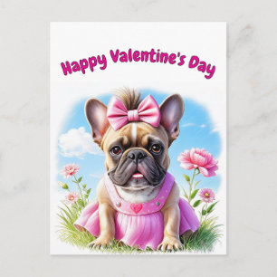 Carte Postale Bouledogue français Fleurs Bouledogue Français