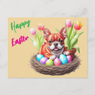 Carte Postale Bouledogue français Joyeuses Pâques Bouledogue Fra