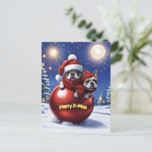 Carte Postale Bouledogue français Noël French Bullog