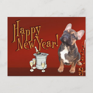 Carte Postale Bouledogue français Nouvel An Bouledogue Français