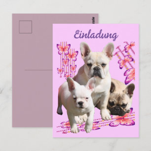 Carte Postale Bouledogues français Papillon  Bulldog