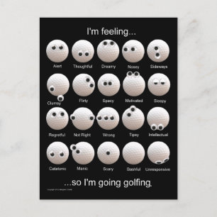 Carte Postale Boules De Golf Googly, Humeurs, Émotions
