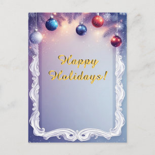 Carte Postale 🎄 Boules de Noël festives brillent sur une branch