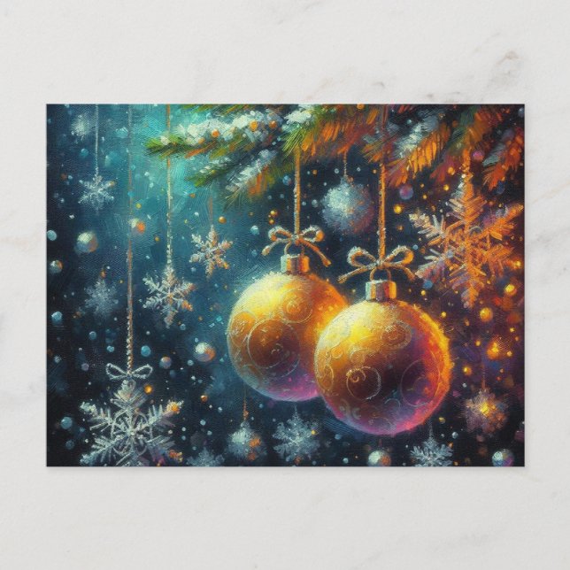 Carte Postale Boules de Noël Gold (Devant)