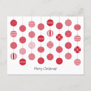 Carte postale Boules de Noël Rouges