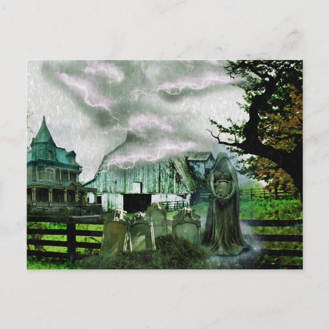 Carte Postale *~* Boulons Éffrayants Éclairage Maison HALLOWEEN (Devant)