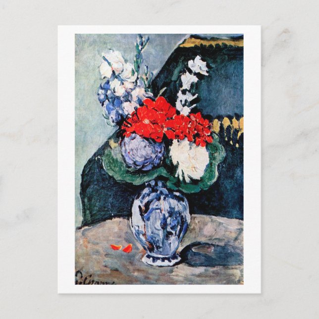 Carte Postale Bouquet avec Little Delft, Paul Cezanne (Devant)