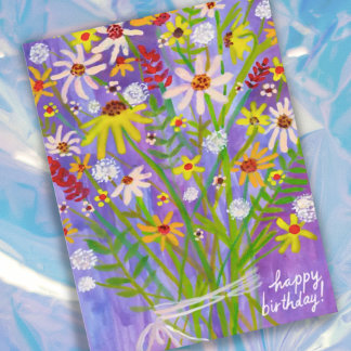 Carte Postale Bouquet coloré Daisy Joyeux anniversaire