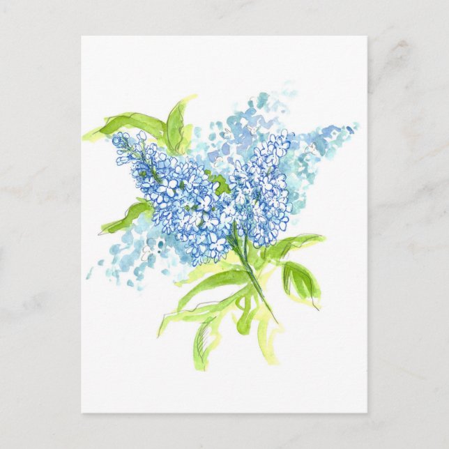Carte Postale Bouquet d'aquarelle Blue Lilacs Spring (Devant)