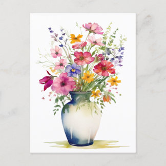 Carte Postale Bouquet D'Aquarelle De Fleurs