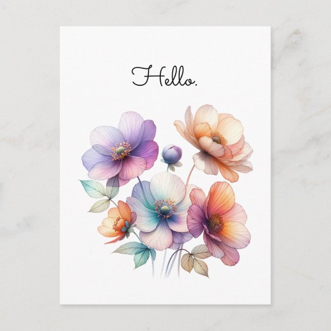 Carte Postale Bouquet de fleurs aquarelles personnalisables (Devant)