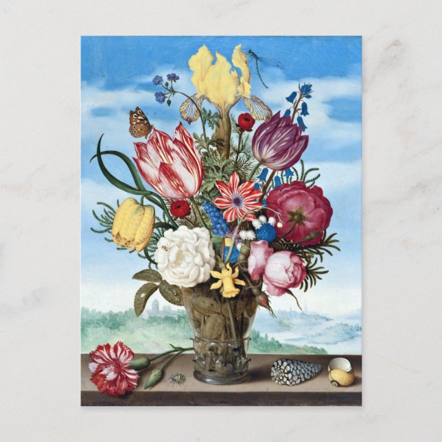 Carte Postale Bouquet de fleurs d'Ambrosius Bosschaert sur une c (Devant)