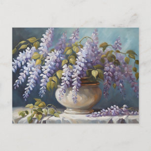 Carte Postale Bouquet de fleurs de glycine dans un vase