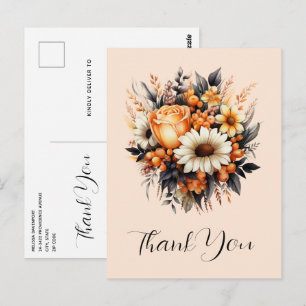 Carte Postale Bouquet de fleurs gris orange
