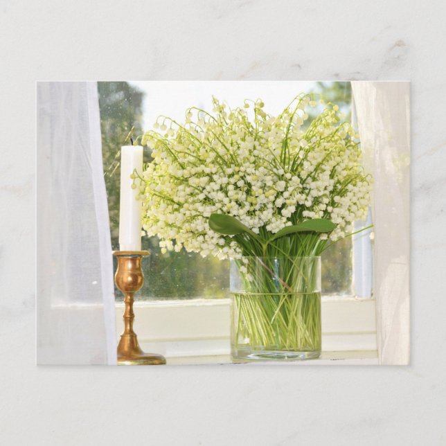 Carte Postale Bouquet de lys de fleurs printanières de la vallée (Devant)