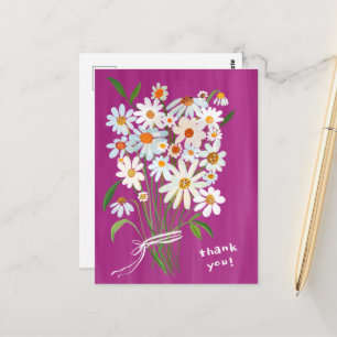 Carte Postale Bouquet de pâquerettes aquarelle peinte à la main 