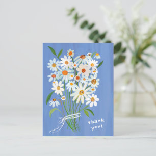 Carte Postale Bouquet de pâquerettes aquarelle peinte à la main 