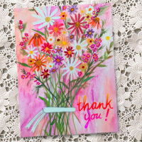Bouquet de pâquerettes coloré Merci