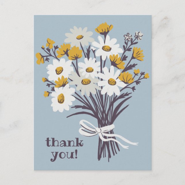 Carte Postale Bouquet de pâquerettes joli - remerciement personn (Devant)