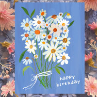 Bouquet de pâquerettes Joyeux Anniversaire Gouache