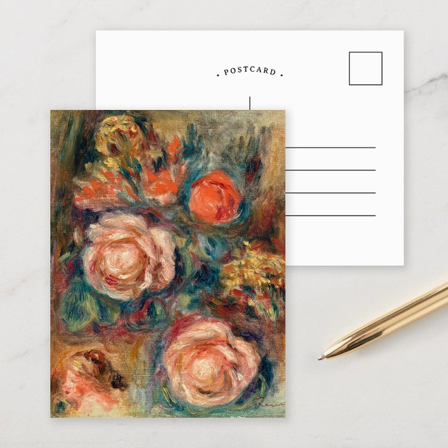 Carte Postale Bouquet de Rose | Renoir (Créateur téléchargé)
