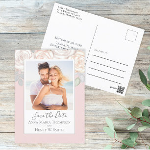 Carte Postale Bouquet de rose rose rose flou simple et élégant