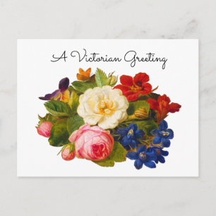 Carte Postale Bouquet de roses Art floral de vœux victorien