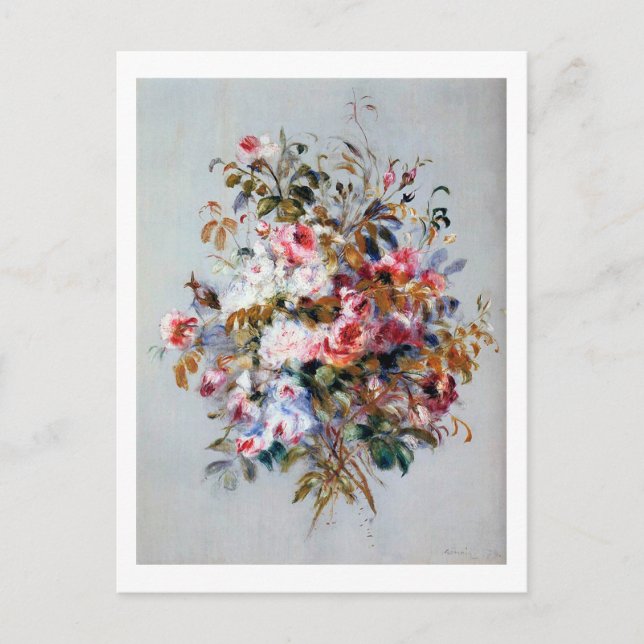 Carte Postale Bouquet de Roses, Renoir (Devant)