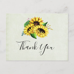 Carte Postale Bouquet de tournesol jaune en aquarelle