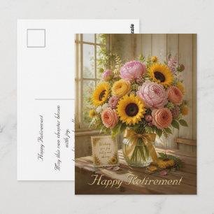 Carte Postale Bouquet de tournesols pour une retraite heureuse