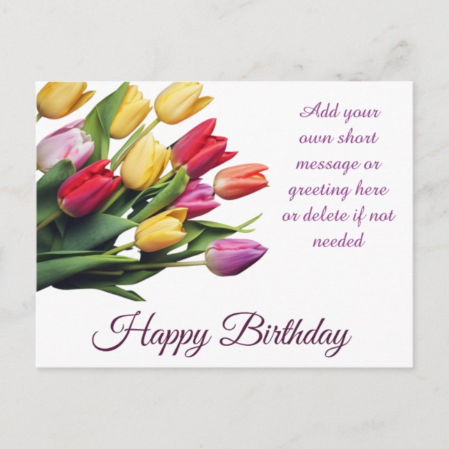 Carte Postale Bouquet de tulipes élégant personnalisable pour an (Devant)