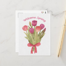 Carte postale bouquet de tulipes printanières joye
