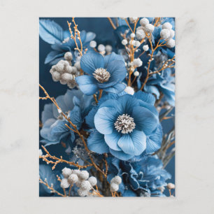 Carte Postale Bouquet d'hiver en bleu et blanc