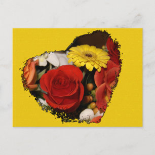 Carte Postale Bouquet en forme de coeur de fleurs à la datte