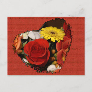 Carte Postale Bouquet en forme de cœur pour Sauvegarder la Date