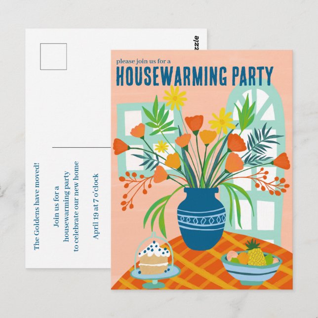 Carte Postale Bouquet Floral RÉCHAUFFANT Nouveau Accueil Adresse (Devant / Derrière)