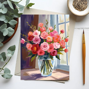 Carte Postale Bouquet Floral Rose d'Automne