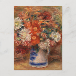 Carte Postale Bouquet vintage Auguste Renoir jaune rose rouge