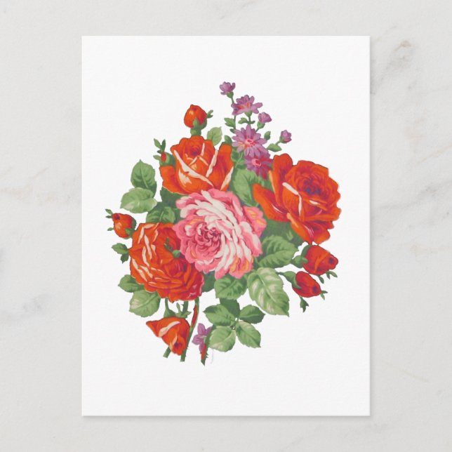 Carte Postale Bouquet vintage rose (Devant)