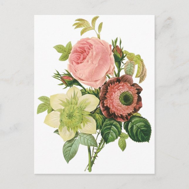 Carte Postale Bouquet Vintage rose (Devant)