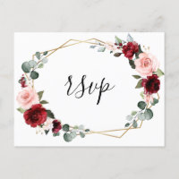 Bourgogne Blush Floral moderne géométrique RSVP