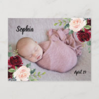 Bourgogne Fleurs rousses Bébé Fille garçon Photo N