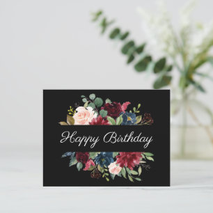 Carte Postale Bourgogne Floral Elégant Aquarelle Budget Annivers