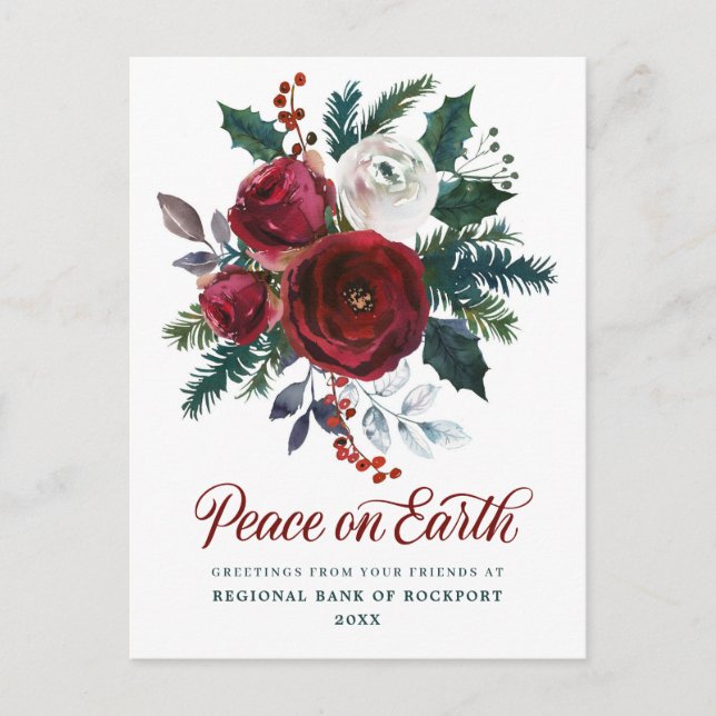 Carte Postale Bourgogne Floral Holly (Devant)