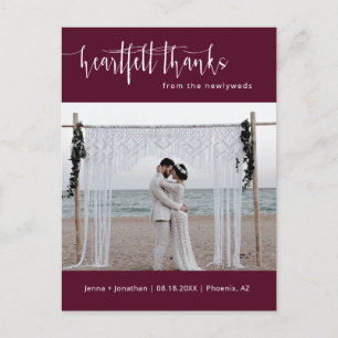 Carte Postale Bourgogne moderne minimaliste Mariage Merci photo