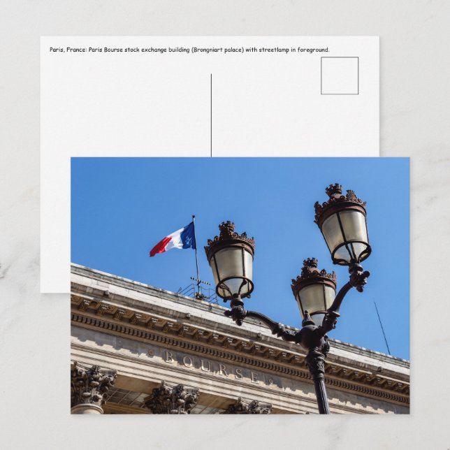 Carte Postale Bourse de Paris - France (Devant / Derrière)